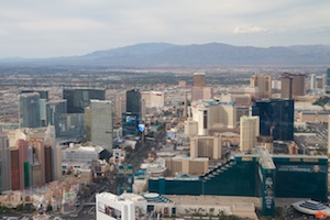 Part of the Las Vegas strip from a Maverick Helicopter tour.